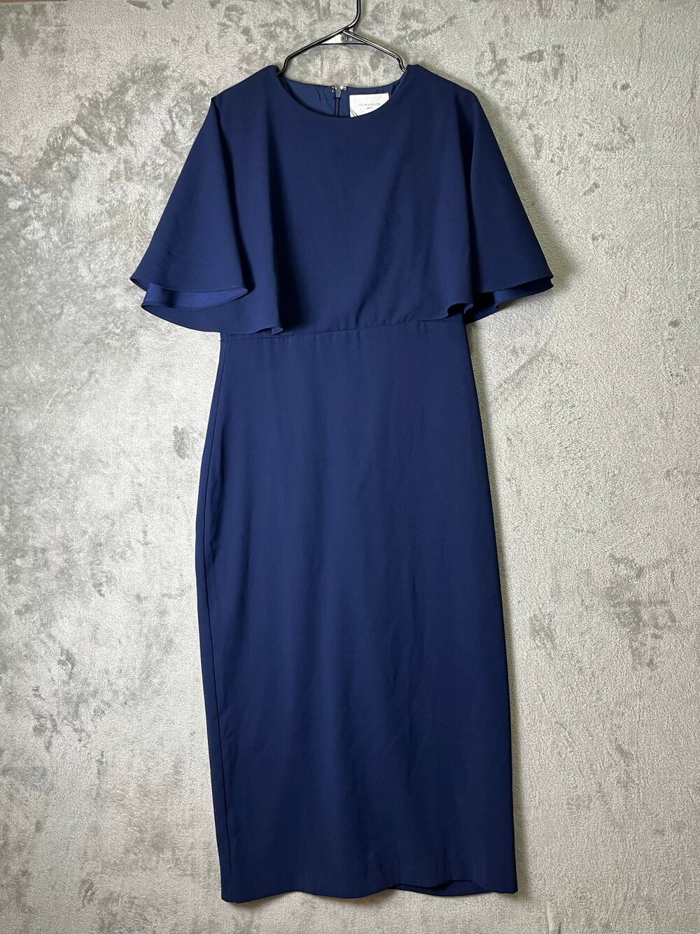 Pomander Place Leah Navy Cape Sleeve Sheath Midi Dress Size 8 Cocktail Career